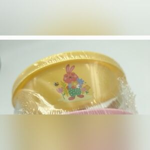 2 Glass Containers with Yellow Lid and Floral Design